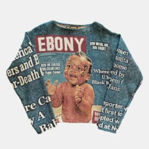 EBONY MAG WOVEN TAPESTRY SWEATER