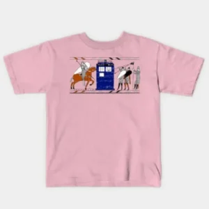 Tardis Bayeux Tapestry Doctor Who Kids Pink T-shirt